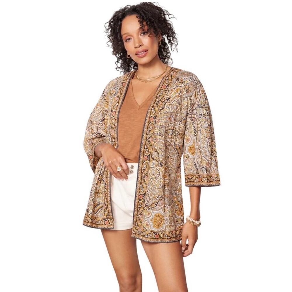 Cleobella Kaleidoscope 3/4 Sleeve Kimono Cardigan Boho-Western Size M/L‎